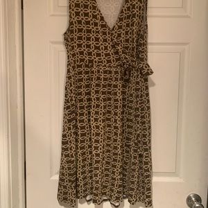Sleeveless Wrap Front Midi Dress